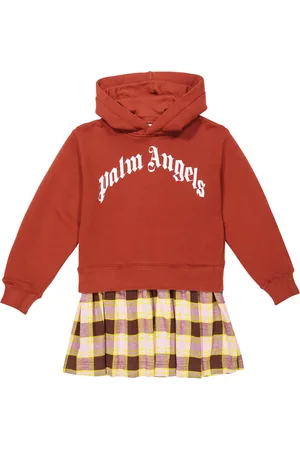 Palm Angels Cotton checked hoodie dress
