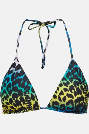Ganni Leopard-print triangle bikini top