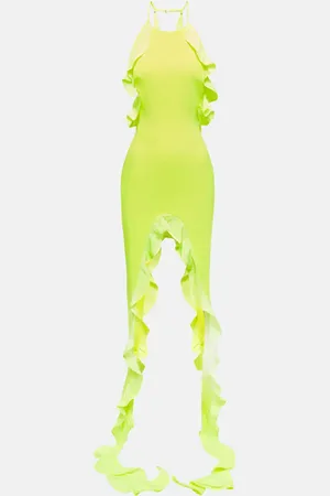 DAVID KOMA Asymmetric ruffled midi dress