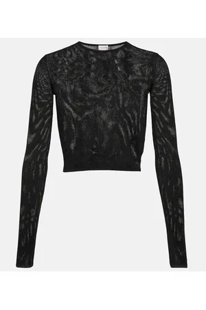 Saint Laurent Ribbed-knit crop top