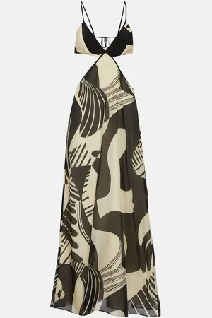 SIR Realisme cutout printed silk maxi dress