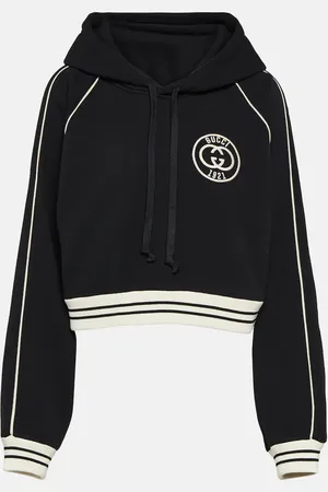 Gucci Cropped cotton jersey hoodie