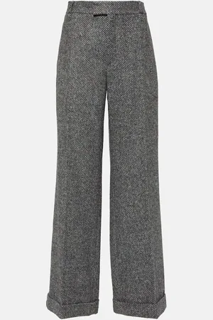 Brunello Cucinelli Herringbone wool-blend flared pants