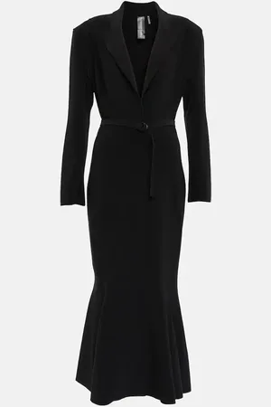 Norma Kamali Belted jersey fishtail midi dress