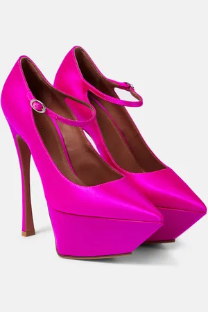 Amina Muaddi Yigit satin platform pumps