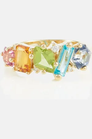 Suzanne Kalan Nadima Glimmer 14kt gold ring with topaz, citrine and diamonds