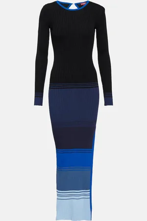 Staud Edna striped ribbed-knit maxi dress
