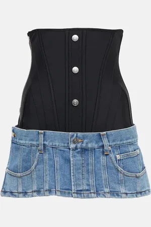 MUGLER Corset denim miniskirt