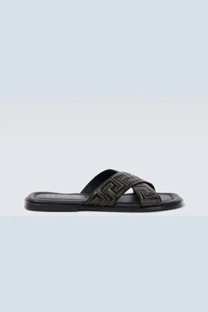 VERSACE Greca leather slides