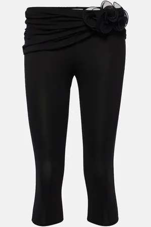 MAGDA BUTRYM Floral-appliquÃ© silk biker shorts