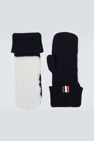 Thom Browne Shearling-trimmed wool mittens