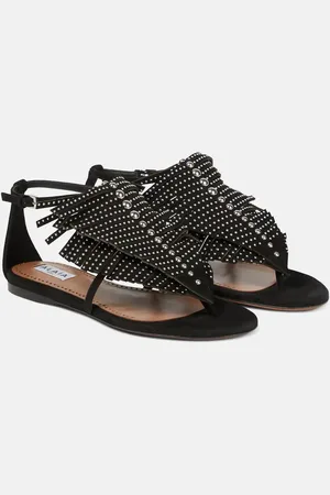 Alaïa AlaÃ¯a Embellished suede thong sandals