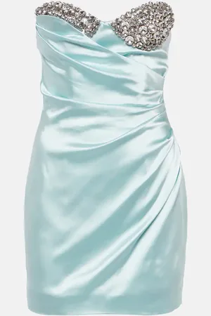 AREA Crystal-embellished satin minidress