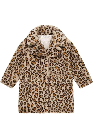 MONNALISA Leopard-print faux fur coat