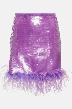 GIUSEPPE DI MORABITO Feather-trimmed sequined miniskirt