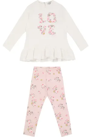 MONNALISA Floral cotton top and leggings set