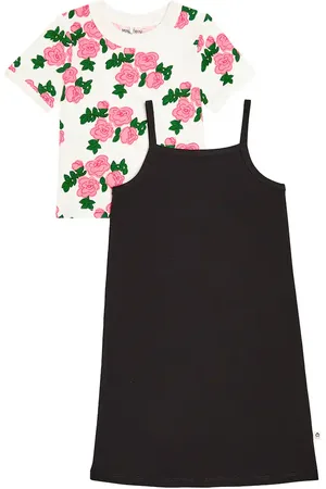 Mini Rodini Roses cotton jersey T-shirt and dress set