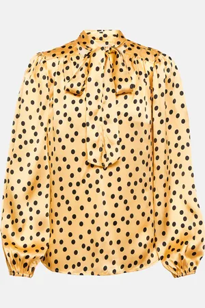 RIXO London Moss polka-dot tie-neck silk blouse