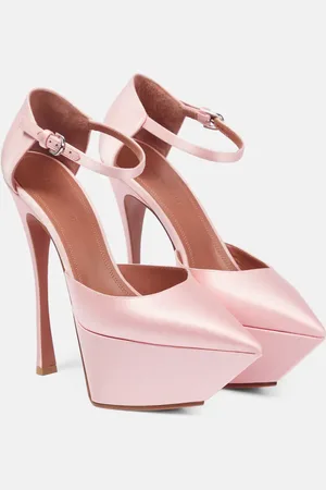 Amina Muaddi Angelica satin platform pumps