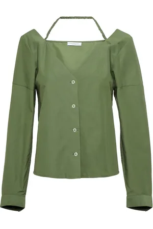 Deveaux New York Ruby cotton-blend halterneck top