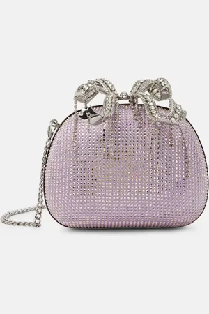 Self-Portrait The Bow embellished satin clutch