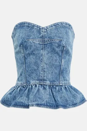 Marant Etoile Solizinia ruffle-trimmed denim top