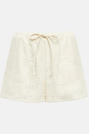 VALENTINO Cutwork cotton-blend shorts