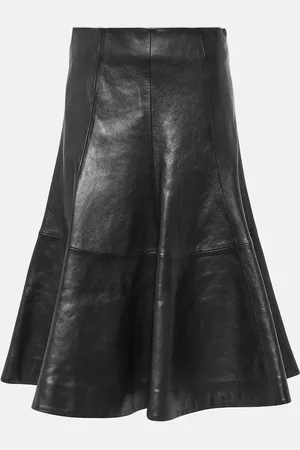 Khaite The Lennox leather midi skirt