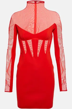 MUGLER Tulle-trimmed minidress