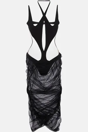 MUGLER Cutout stretch-jersey midi dress