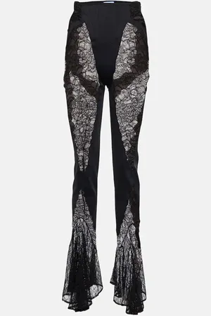 MUGLER High-rise flared lace pants