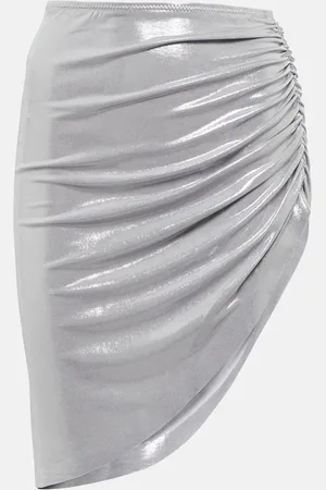 Norma Kamali Asymmetric ruched lamÃ© miniskirt