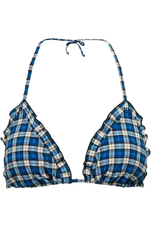Ganni Checked triangle bikini top