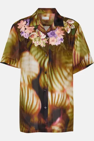 DRIES VAN NOTEN Embroidered printed silk shirt