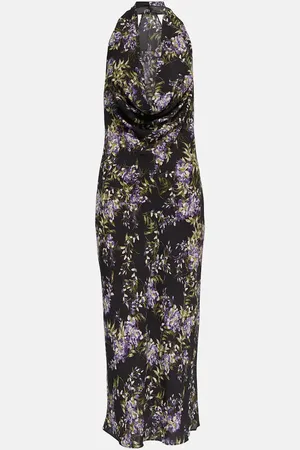 Norma Kamali Floral cowlneck georgette midi dress