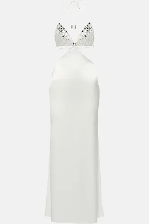 DAVID KOMA Embellished cutout satin slip dress