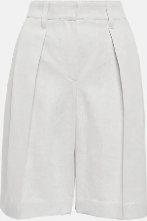 Brunello Cucinelli Pleated cotton and linen Bermuda shorts