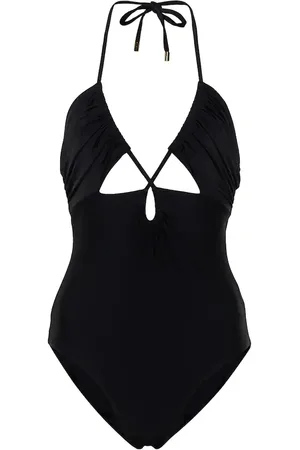 Self-Portrait Cutout halterneck swimsuit