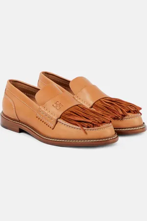 ULLA JOHNSON Fringed leather loafers
