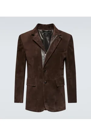 Tom Ford Leather-trimmed suede blazer