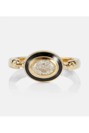 Melissa Kaye Lenox Reign 18kt ring with enamel and diamonds