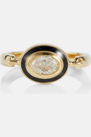 Melissa Kaye Lenox Reign 18kt ring with enamel and diamonds