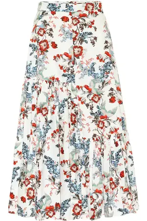 Erdem Gaura floral cotton-poplin midi skirt