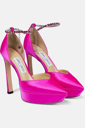 Jimmy Choo Saeda 125 embellished satin platform pumps