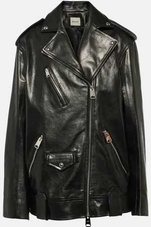 Khaite Hanson oversized leather biker jacket