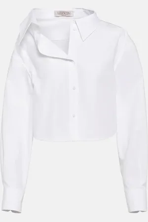 VALENTINO Asymmetric cropped cotton shirt