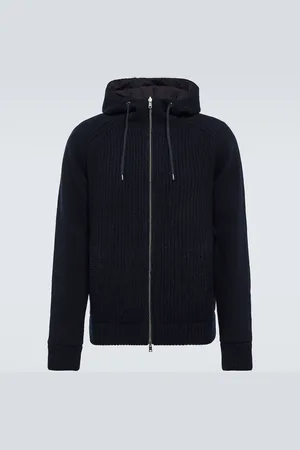 HERNO Ribbed-knit hooded wool jacket