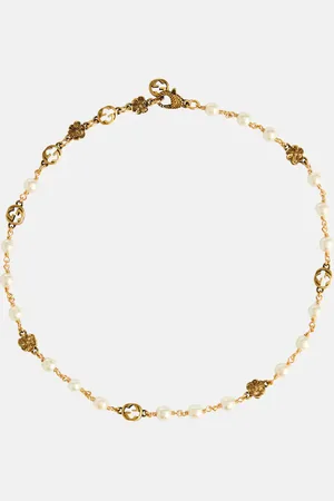 Gucci GG necklace with faux pearls