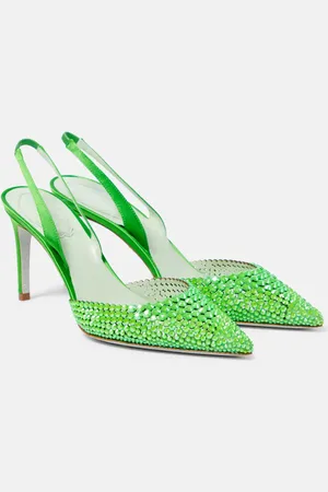 RENE CAOVILLA Embellished satin slingback pumps