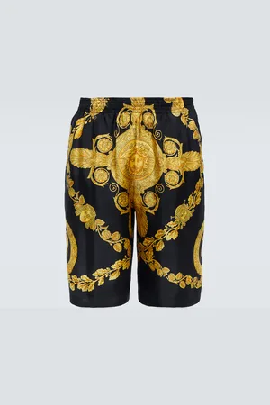 VERSACE Printed silk twill shorts